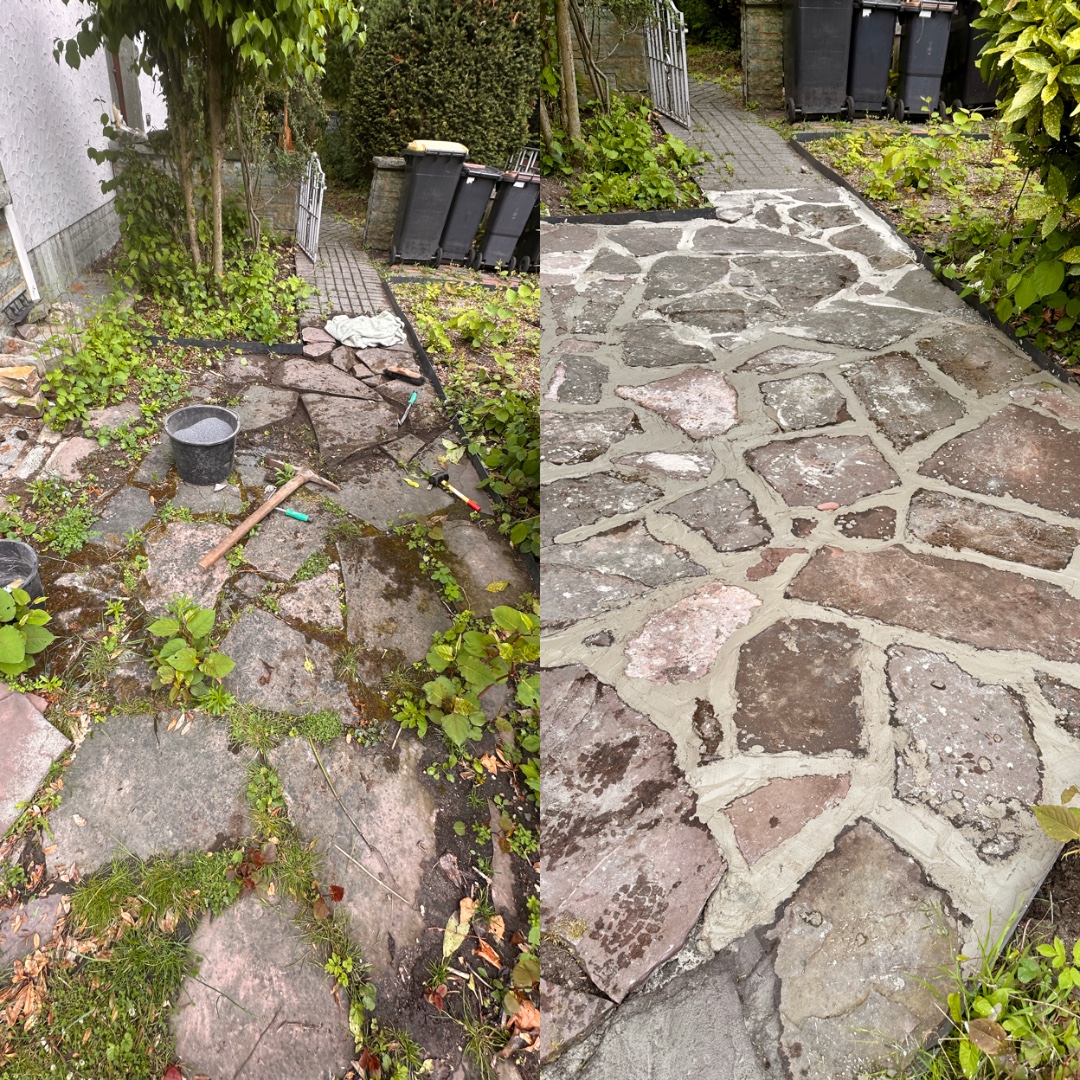 Natursteinweg ausgebessert